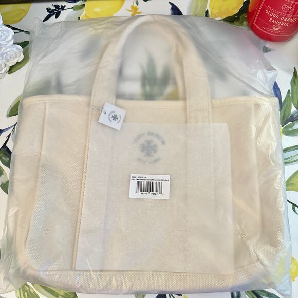 TORY BURCH NWT Small Mini Mercer Canvas Tote Bag in Neutral Cream - Picture 8 of 11